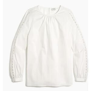 J.CREW Cotton poplin puff-sleeve top with eyelet Item // XS